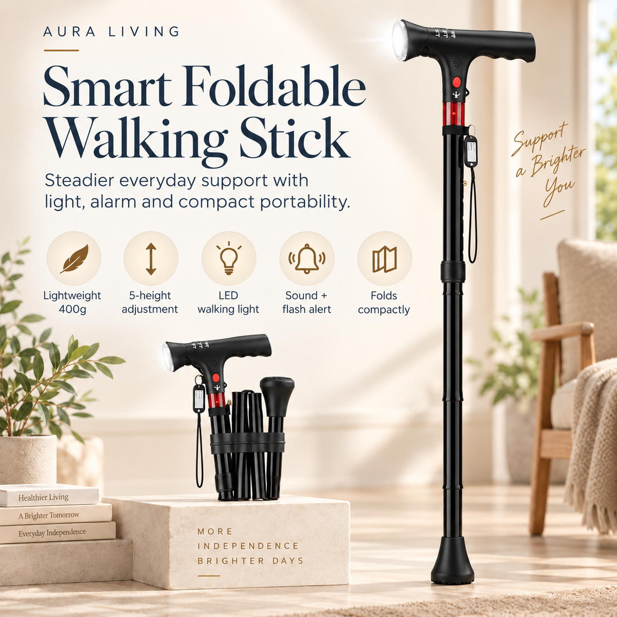 Smart Foldable Walking Stick