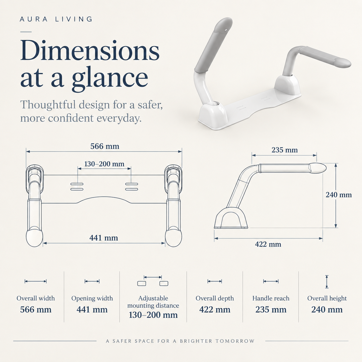 Drillless Toilet Safety Rail